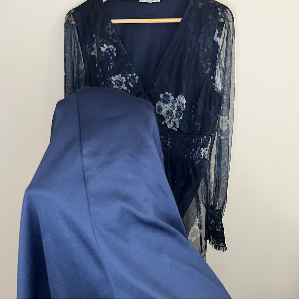 Baltic Born Dress Womens Large Floral Maxi Layla Tulle Event Wedding Party Navy - Picture 6 of 9